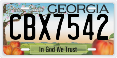 GA license plate CBX7542