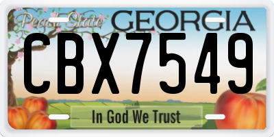 GA license plate CBX7549