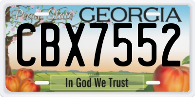 GA license plate CBX7552
