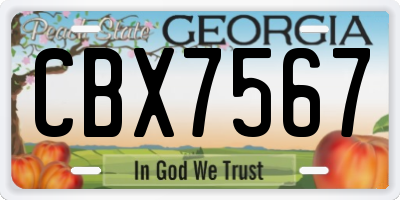 GA license plate CBX7567