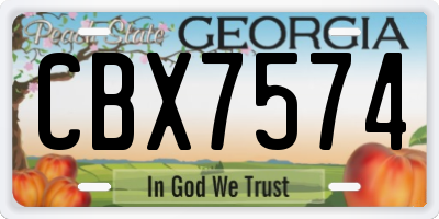 GA license plate CBX7574