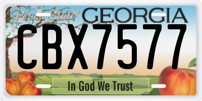 GA license plate CBX7577