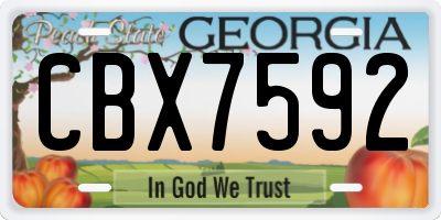 GA license plate CBX7592