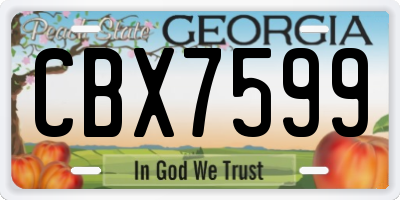 GA license plate CBX7599