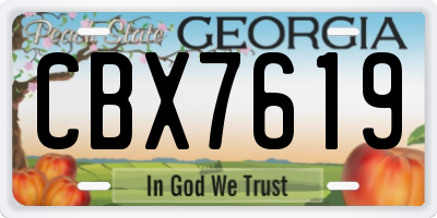 GA license plate CBX7619