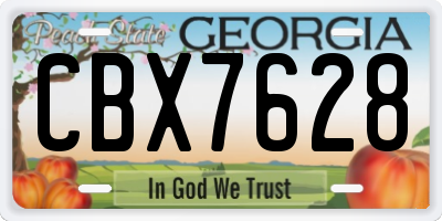 GA license plate CBX7628
