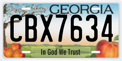 GA license plate CBX7634