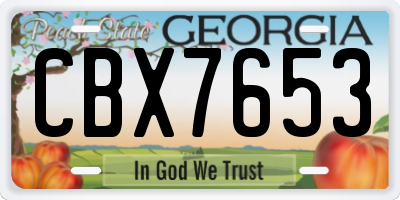 GA license plate CBX7653