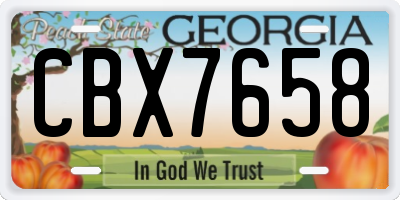 GA license plate CBX7658
