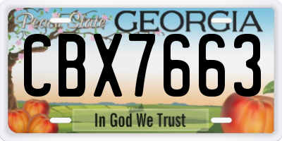 GA license plate CBX7663