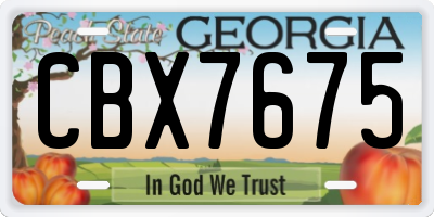 GA license plate CBX7675