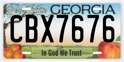 GA license plate CBX7676