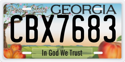 GA license plate CBX7683