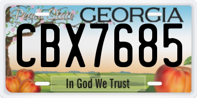 GA license plate CBX7685