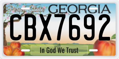 GA license plate CBX7692