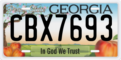 GA license plate CBX7693