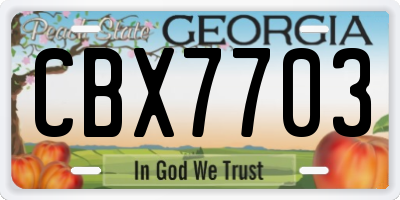 GA license plate CBX7703