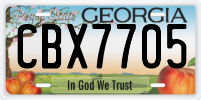 GA license plate CBX7705
