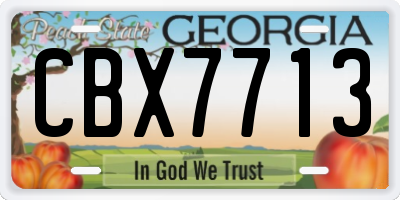 GA license plate CBX7713