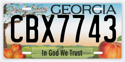 GA license plate CBX7743