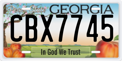 GA license plate CBX7745