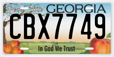 GA license plate CBX7749