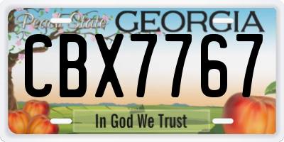 GA license plate CBX7767
