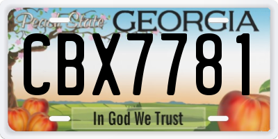 GA license plate CBX7781