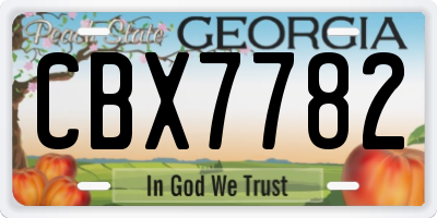 GA license plate CBX7782
