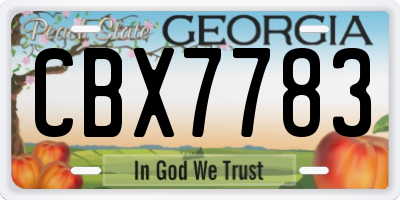GA license plate CBX7783