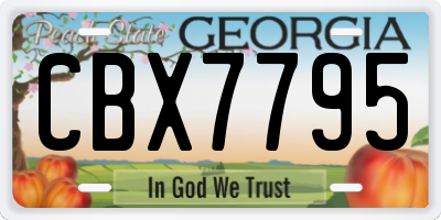 GA license plate CBX7795