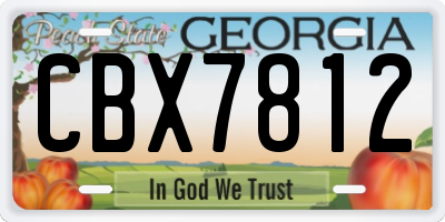 GA license plate CBX7812