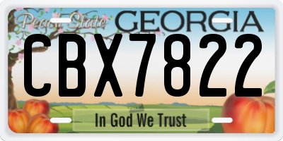 GA license plate CBX7822