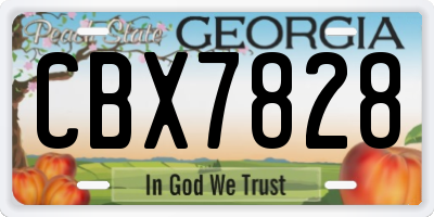 GA license plate CBX7828