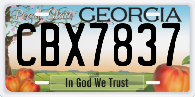 GA license plate CBX7837
