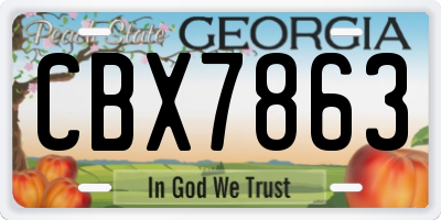 GA license plate CBX7863