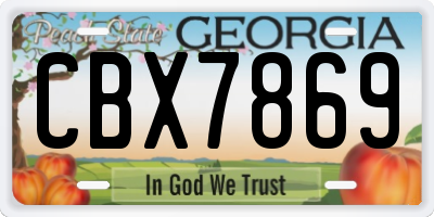 GA license plate CBX7869
