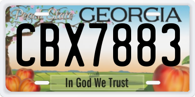 GA license plate CBX7883