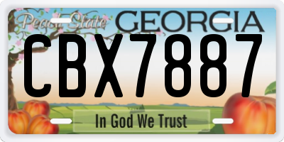 GA license plate CBX7887