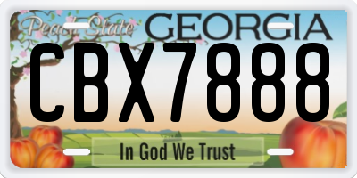 GA license plate CBX7888