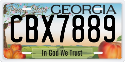 GA license plate CBX7889
