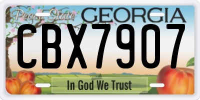GA license plate CBX7907