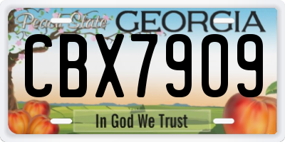 GA license plate CBX7909