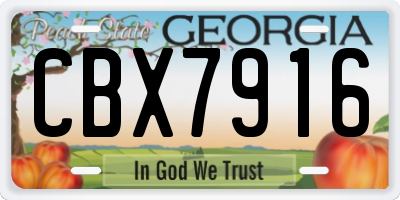 GA license plate CBX7916