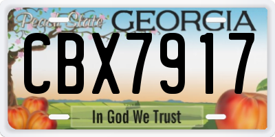 GA license plate CBX7917