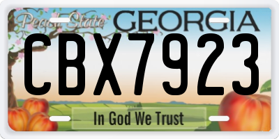 GA license plate CBX7923