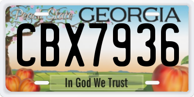 GA license plate CBX7936