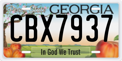 GA license plate CBX7937