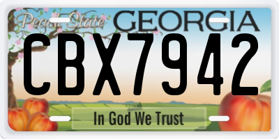 GA license plate CBX7942