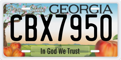 GA license plate CBX7950